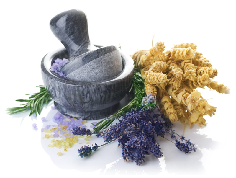 Mortar and Pestle herbs and lavender