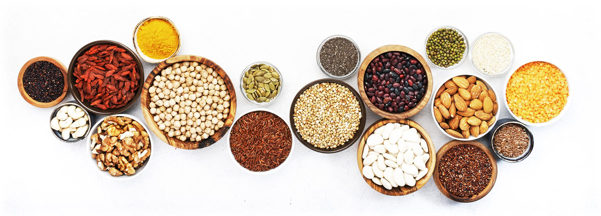 healthy beans and rice in bowls for food medicine
