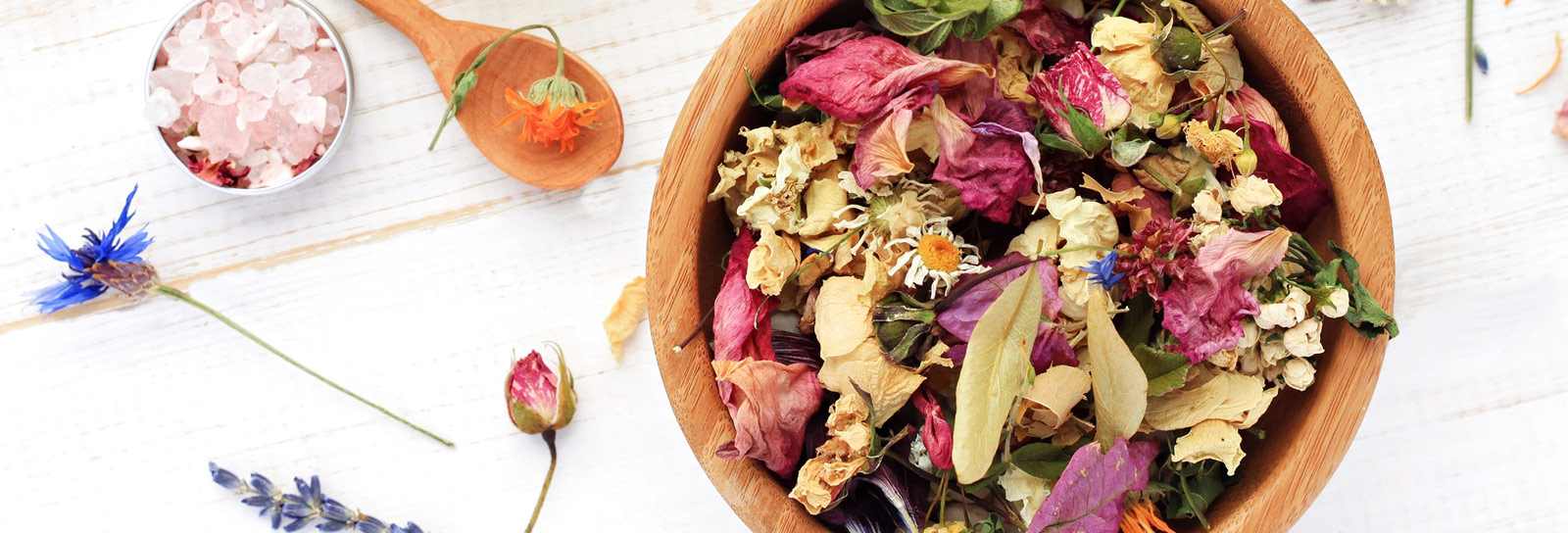 Rose petal medicine bowl with other pretty flower medicines